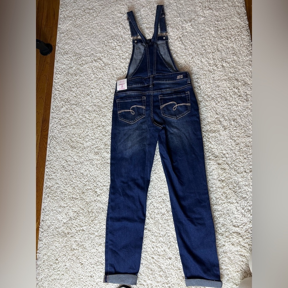 Girls Size 10 Justice Distressed Denim Overalls NWT - Picture 4 of 7